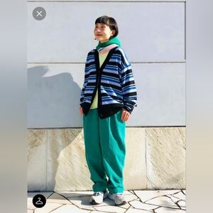 MARNI x UNIQLO Striped Oversized Cardigan Blue Women